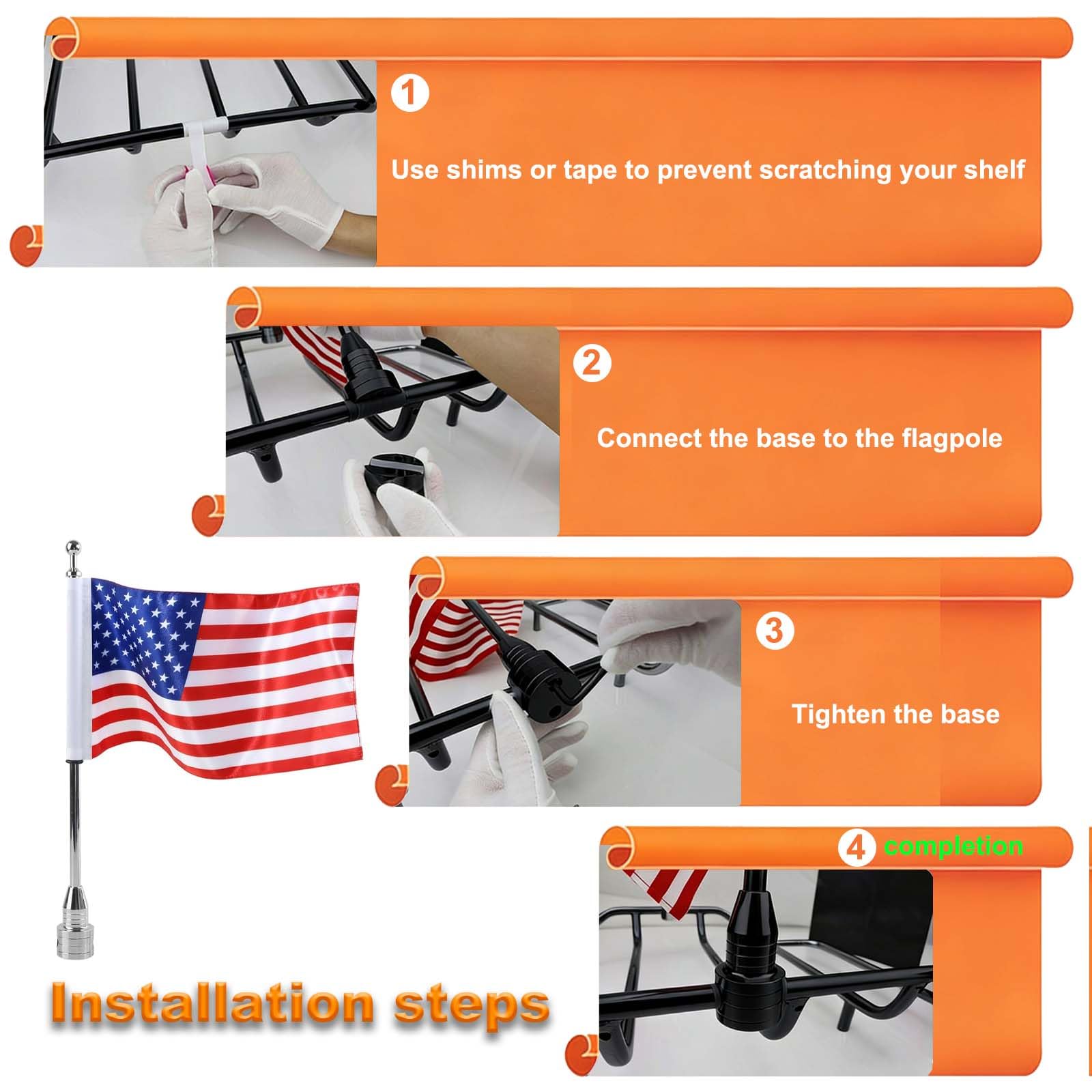 Espear mounted on a Harley luggage rack showing fitment benefit: universal compatibility