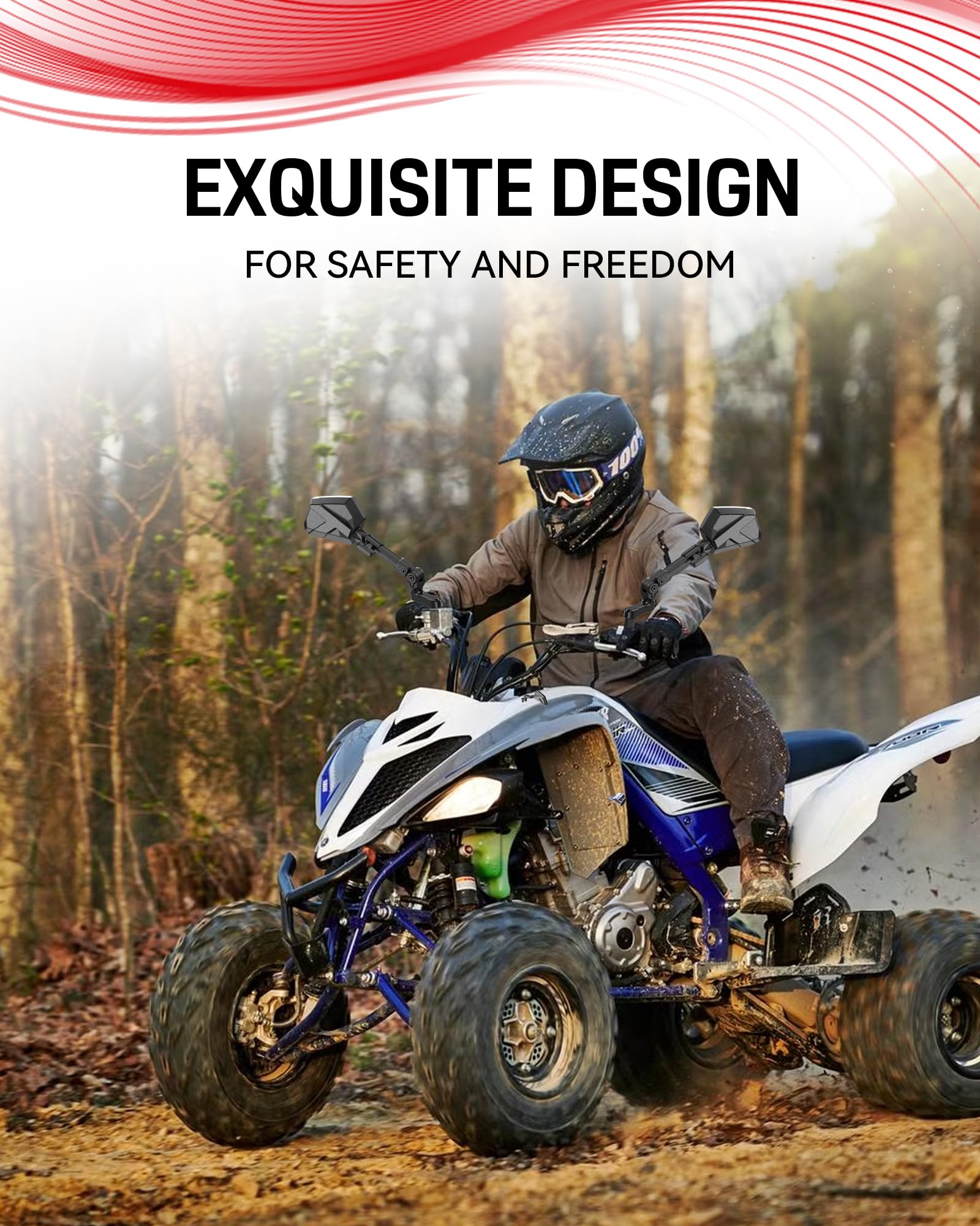 Esploratori mirror riding lifestyle scene showing stable vision on rough roads