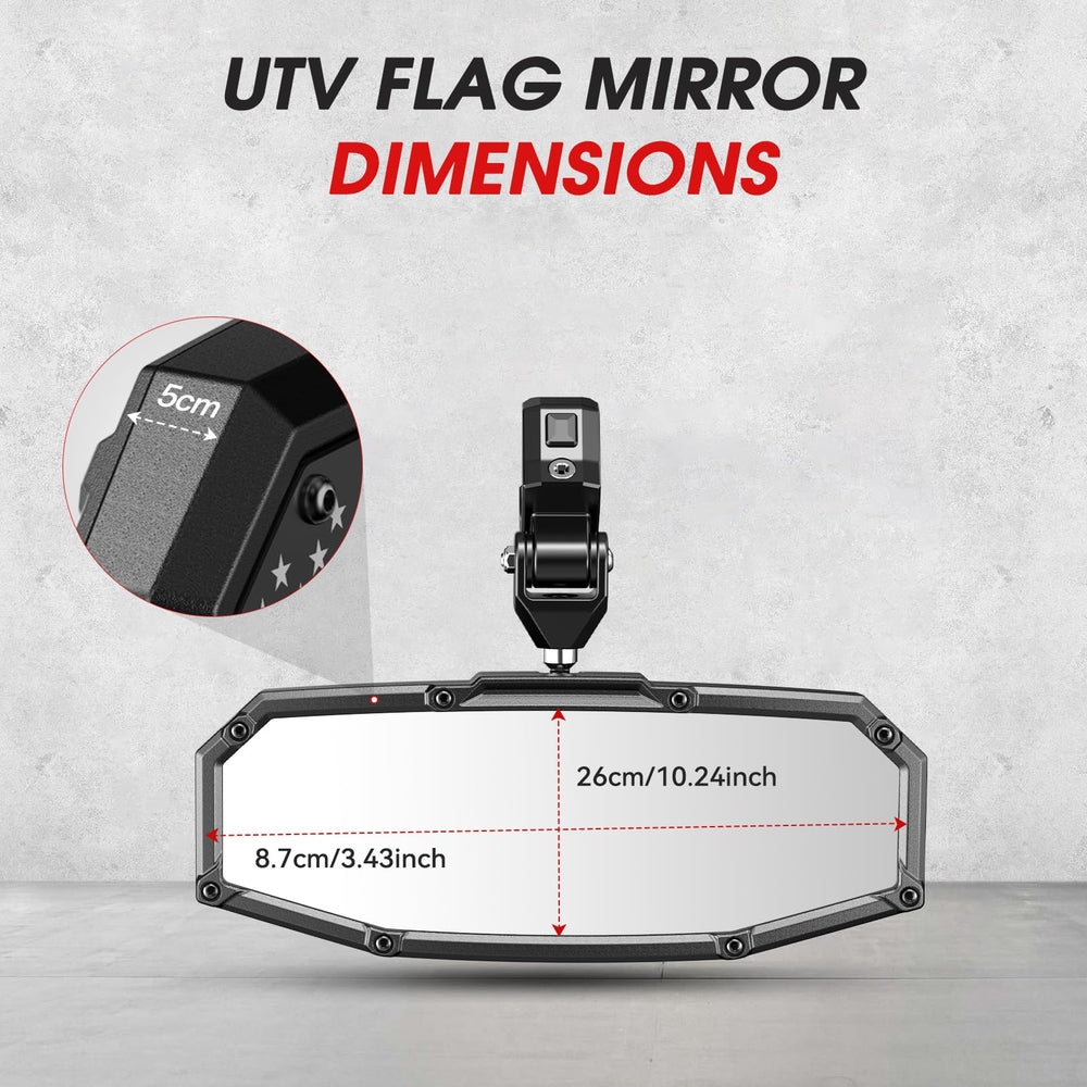 Esploratori mirror mounted on UTV demonstrating improved rear visibility