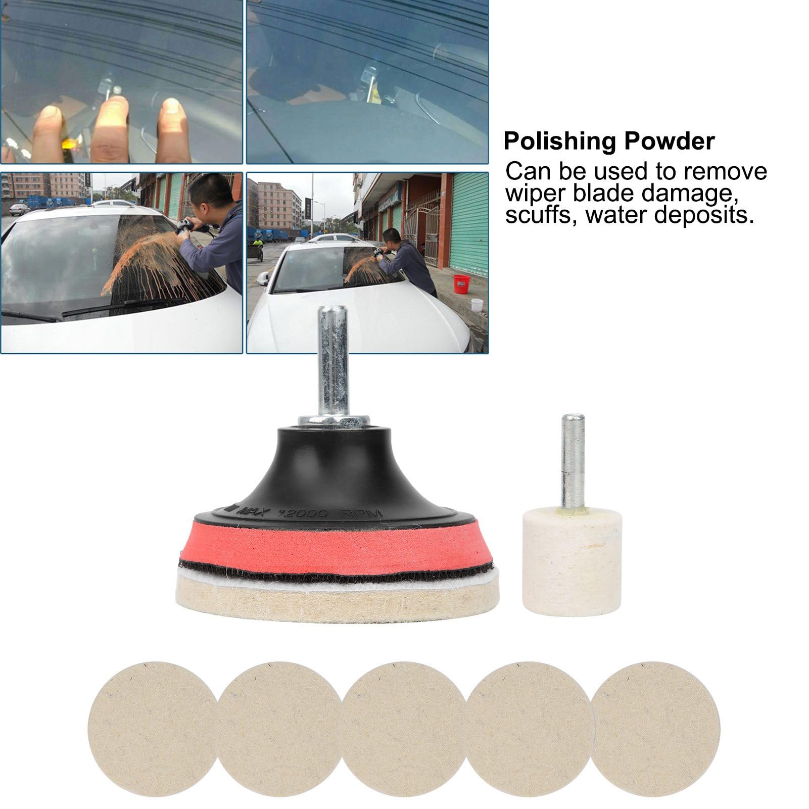 Detailer using Espusta kit in a car-care setting to remove glass blemishes and enhance appearance