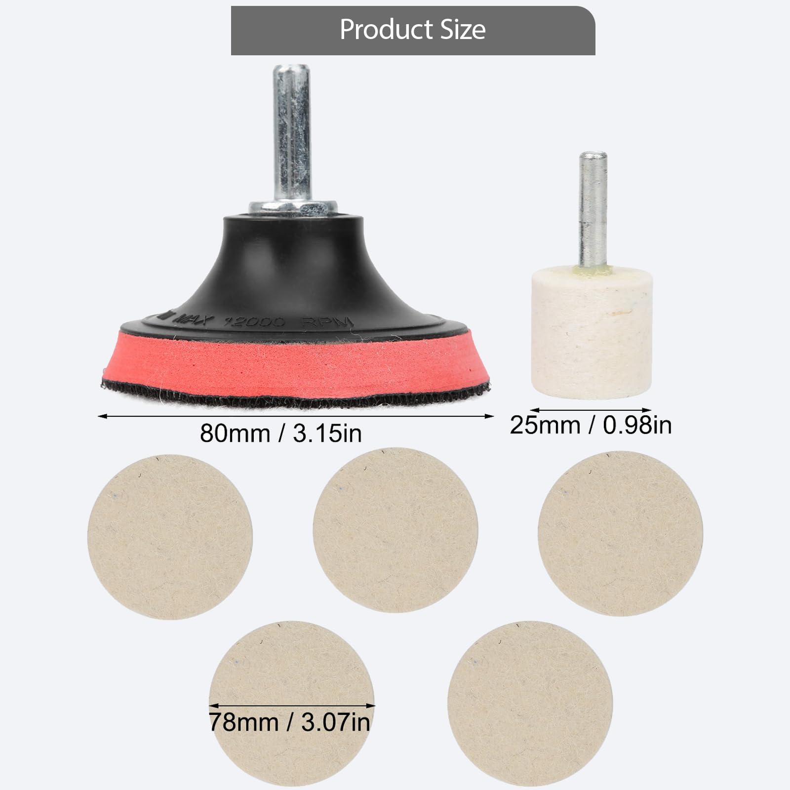 Espusta wool wheel detail highlighting soft fibers for gentle glass surface restoration