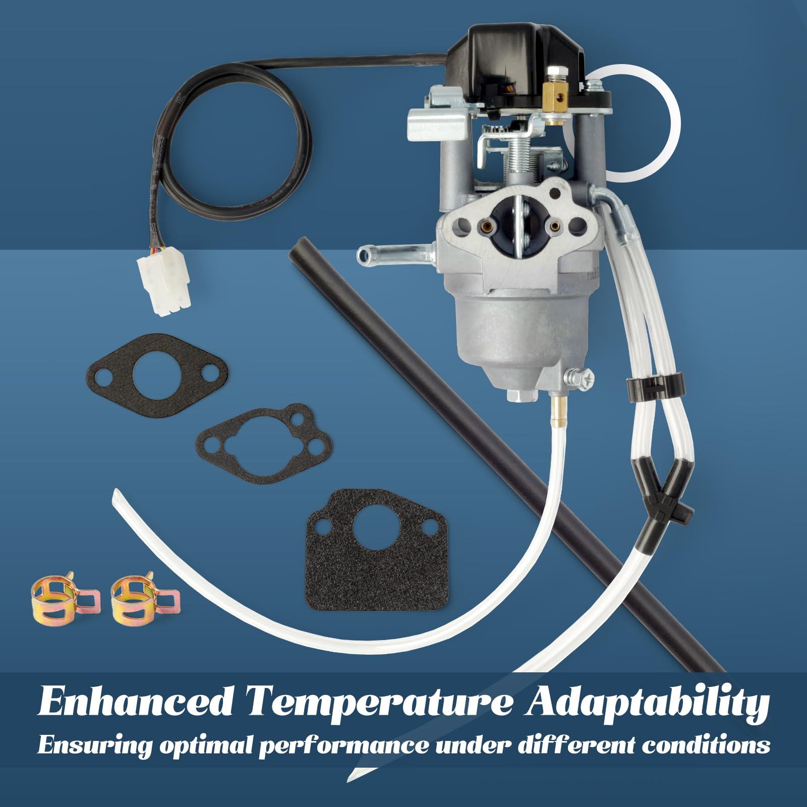 Esttlamer carburetor next to hand tools to show correct installation scale