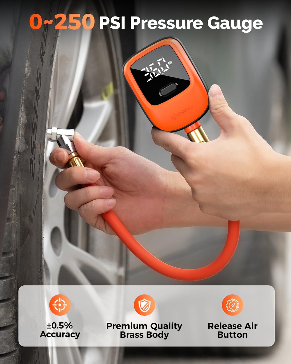 ETENWOLF T600 flexible rubber hose and rotating angled chuck reaching recessed valves