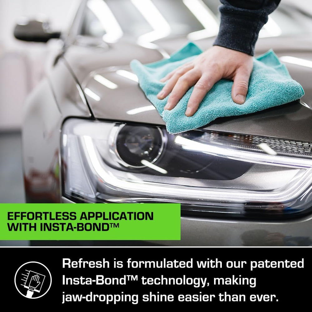 Ethos Handcrafted Car Care bottle next to hand showing compact size and easy handling