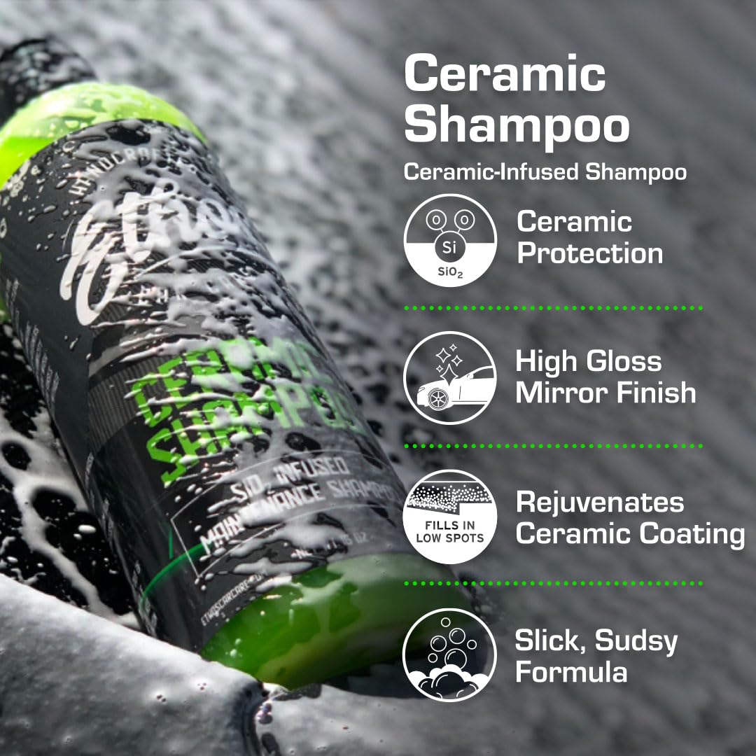Ethos Handcrafted Car Care bottle held by hand for scale and easy pouring