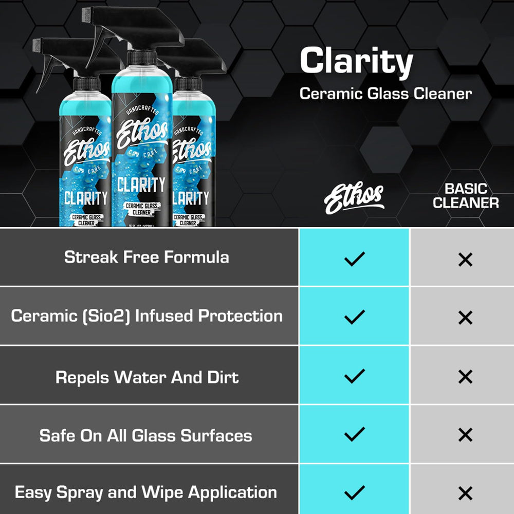 Side window with aftermarket tint cleaned by Ethos Clarity V2 remaining damage-free