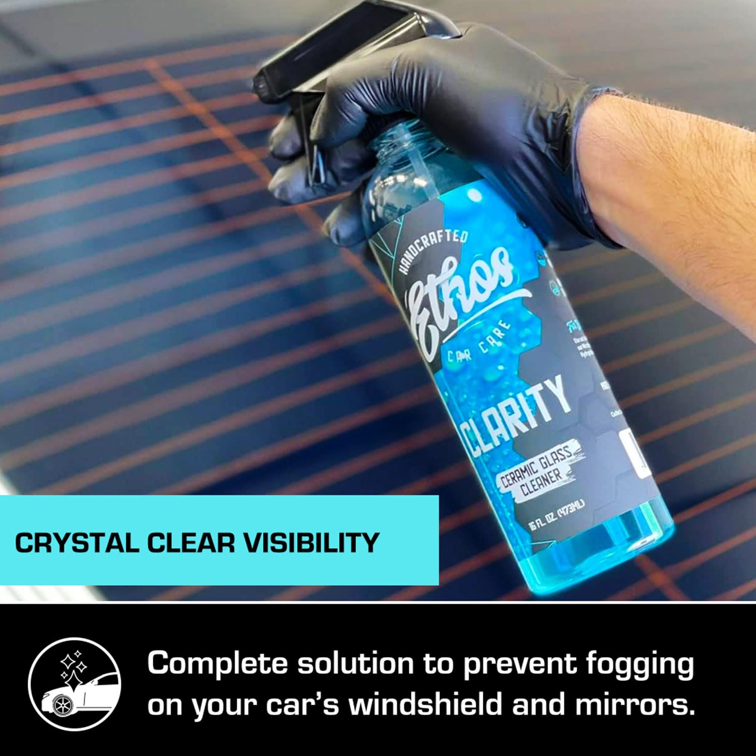 Windshield treated with Ethos Clarity V2 showing clearer view while driving