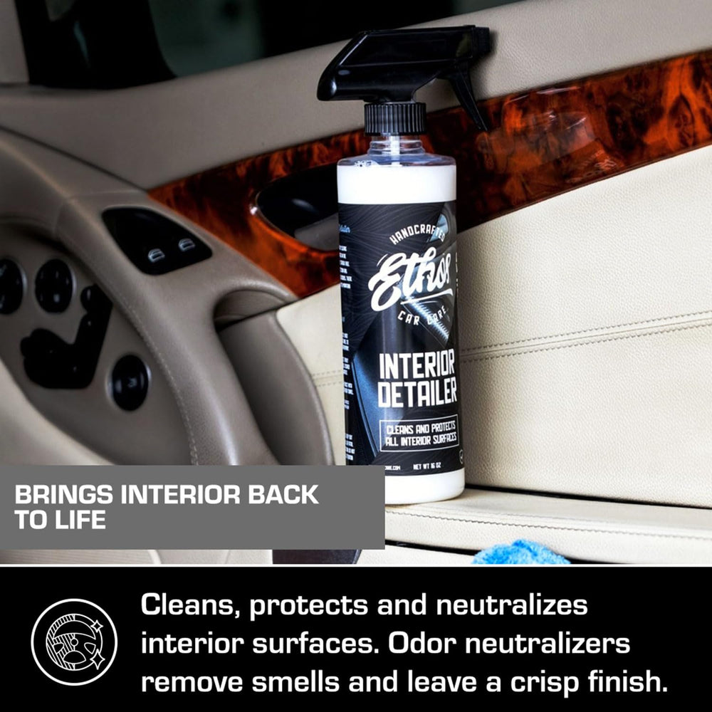 Ethos Handcrafted Car Care applied to steering wheel for improved grip and protection