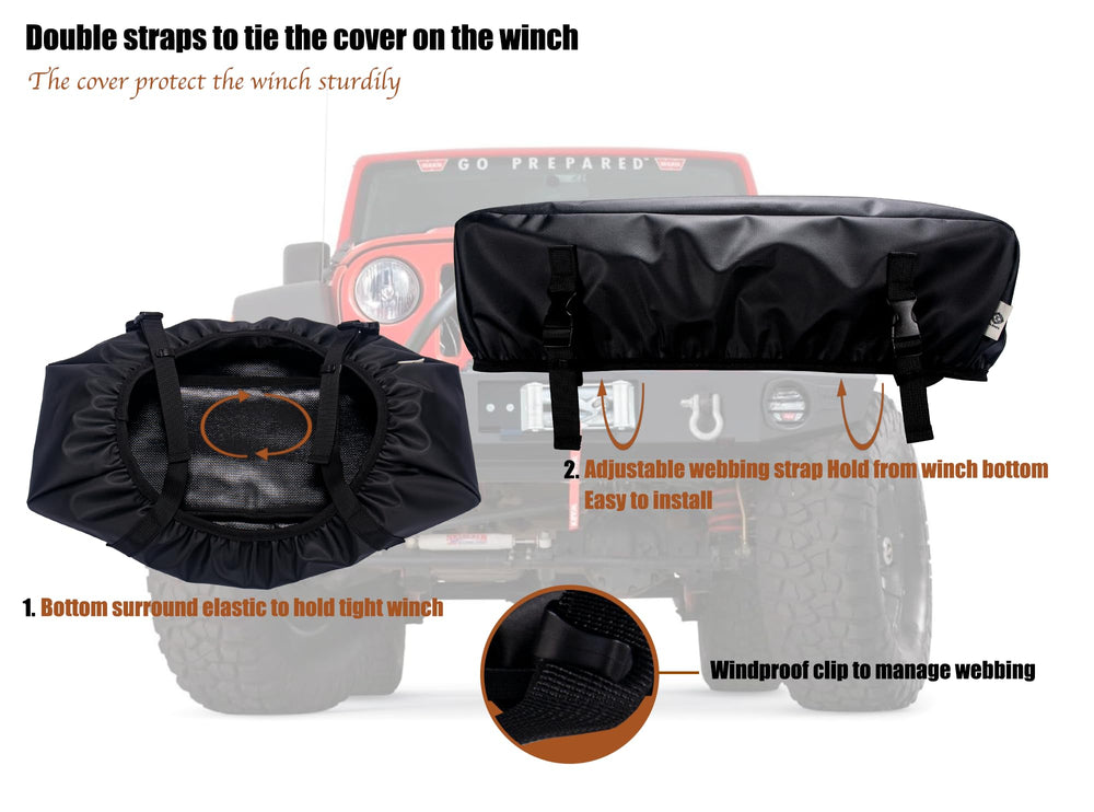 Eudora installed on a small electric winch demonstrating secure coverage