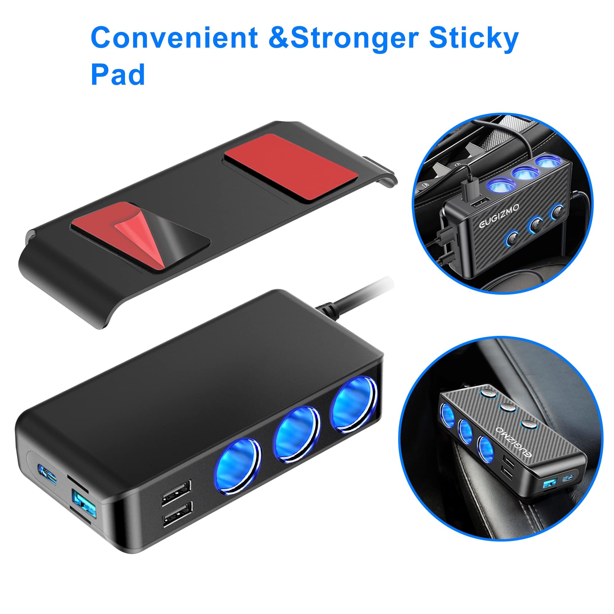 EUGIZMO packaging and included sticky pads and user manual for setup