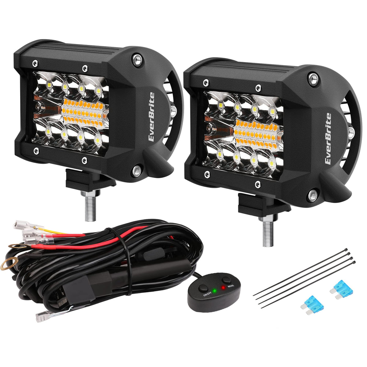 EverBrite front face of 4-inch LED pod showing lens and brightness benefit