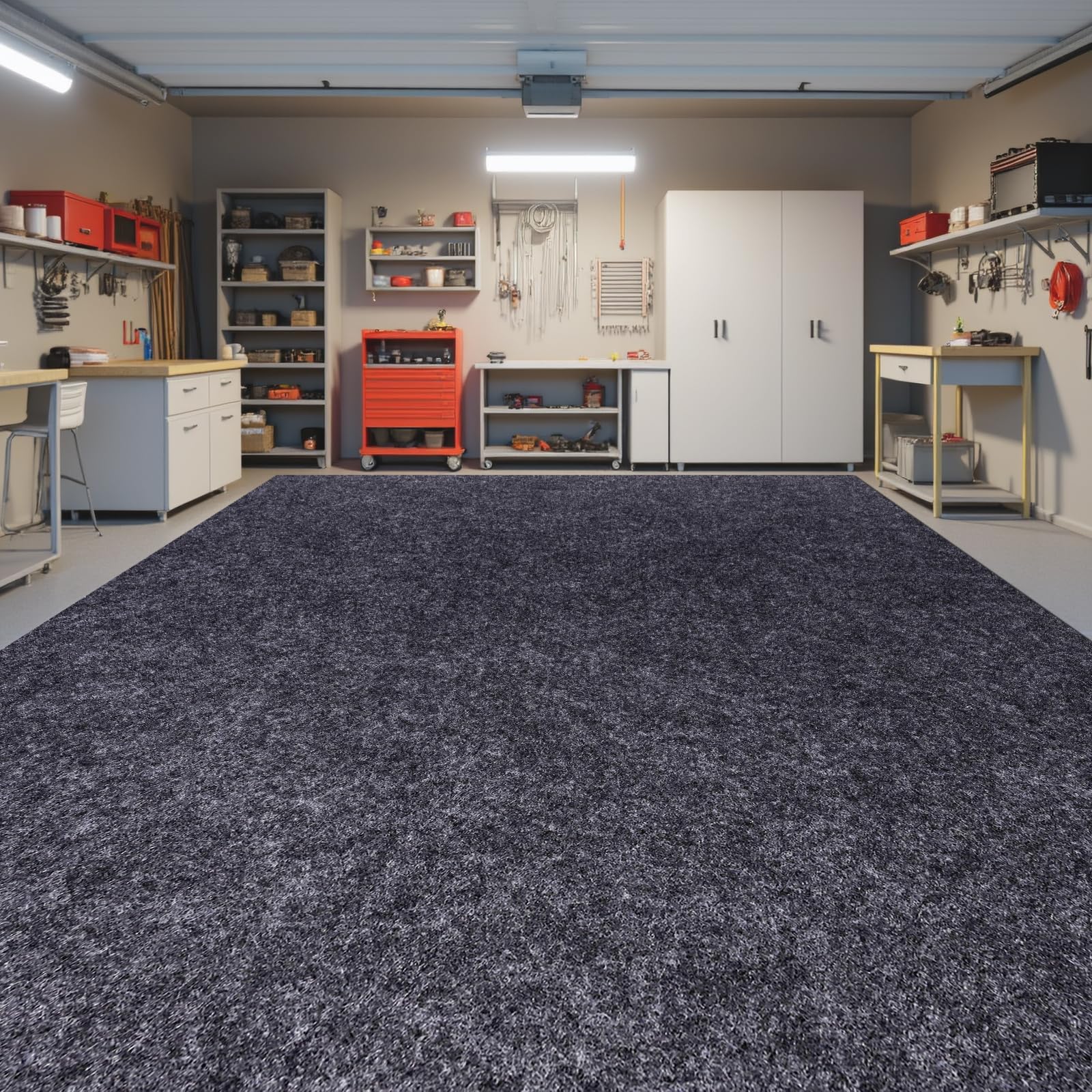 Evercomfy mat front view showing full 4x8 coverage and floor protection benefit