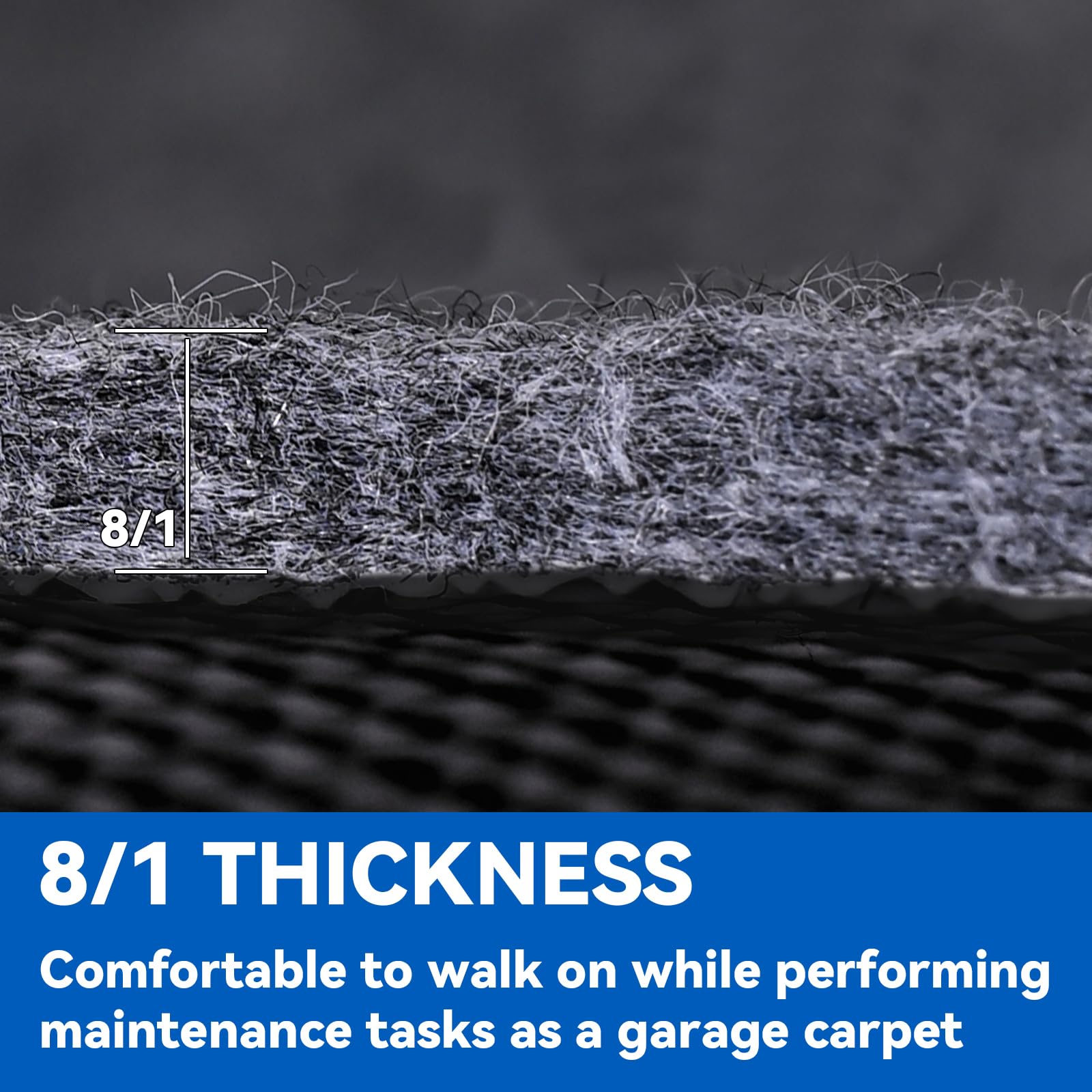 Evercomfy mat next to a car tire showing scale and protective coverage