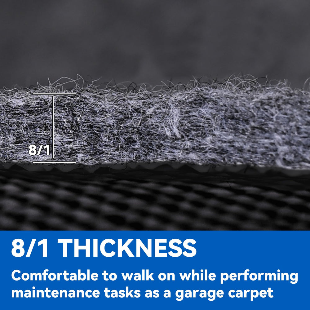 Evercomfy mat next to a car tire showing scale and protective coverage