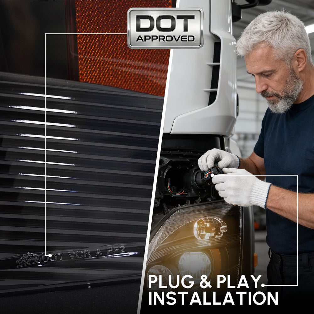 EVERESTHD installed on a Volvo VNL truck demonstrating fitment and restored forward illumination