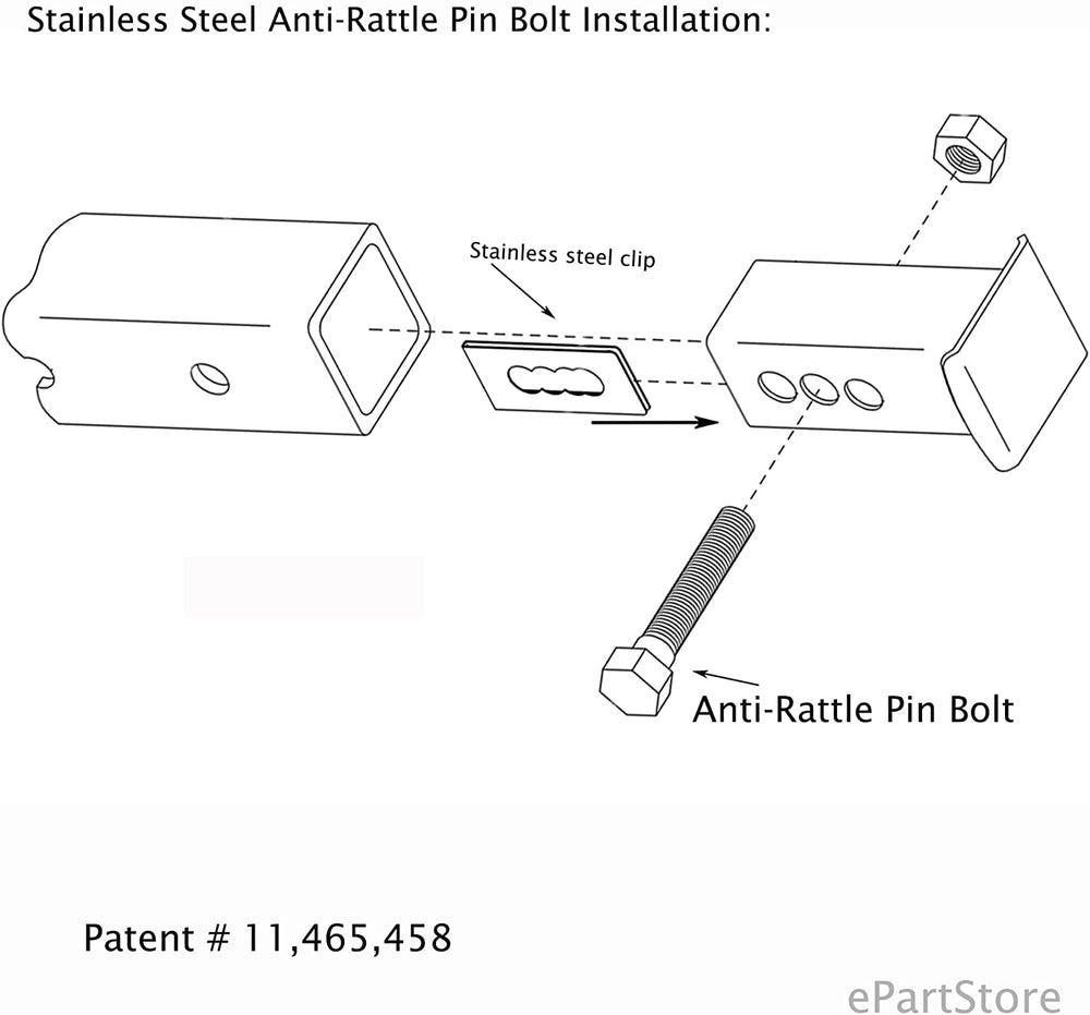 eVerHITCH unboxed contents showing hitch cover and patented pin bolt