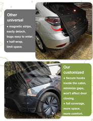 EVFITUS installed on Model Y hatch open providing ventilation and bug-free interior