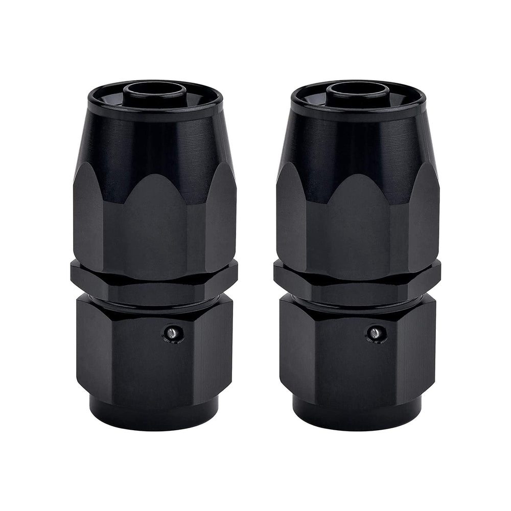 EVIL ENERGY front view of 10AN black swivel fitting showing shape and finish, for clear identification
