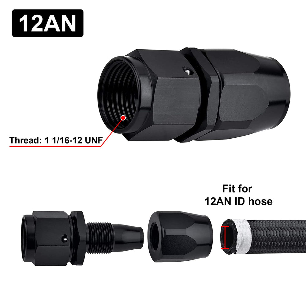 EVIL ENERGY closeup of 1 1/16-12 UNF thread on 12AN fitting highlighting precise machining for leak resistance