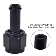 EVIL ENERGY fitting installed on hose demonstrating swivel alignment benefit