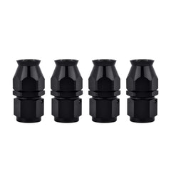 EVIL ENERGY front view of 6AN fitting showing black finish and lightweight design