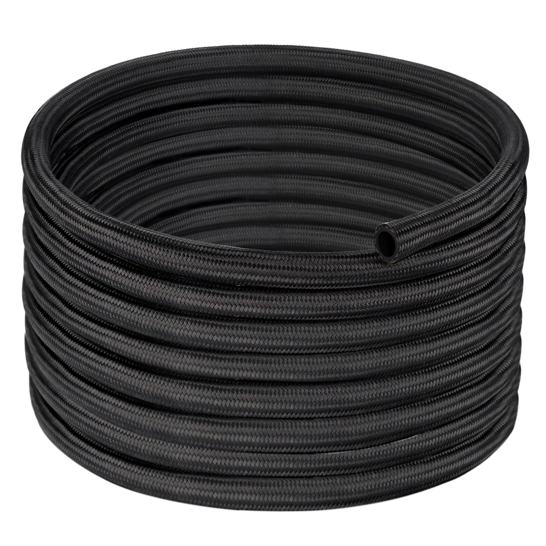 EVIL ENERGY front view of 10ft 6AN braided fuel line showcasing full length and connectors benefit durability