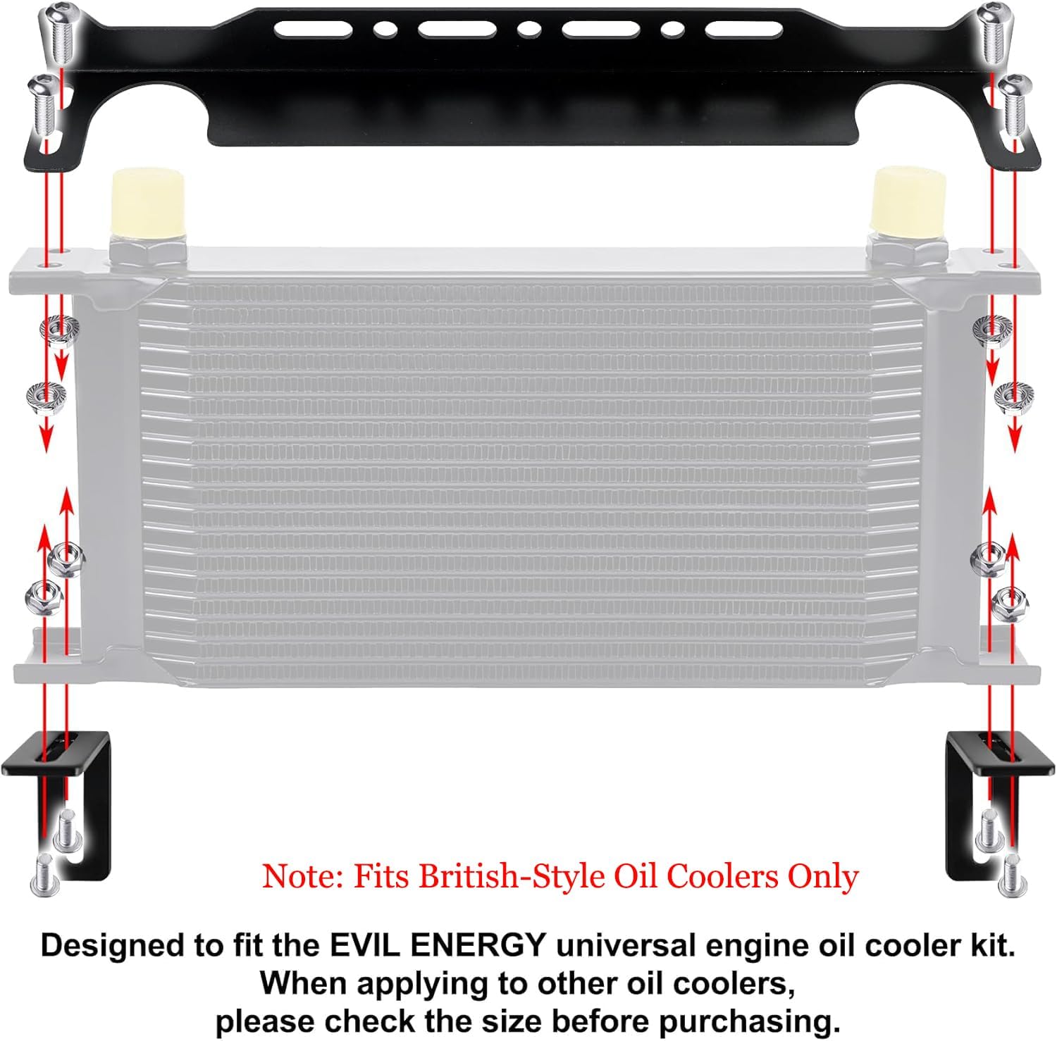 EVIL ENERGY accessory brackets and hardware laid out for easy installation benefit