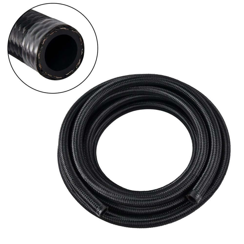 EVIL ENERGY front view of AN10 5ft braided fuel hose showing full length and finish benefits durability