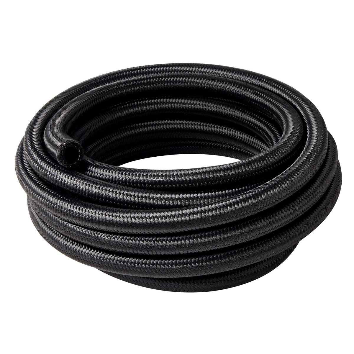 EVIL ENERGY front view of 20ft AN6 braided hose showing full spool and label benefit durability
