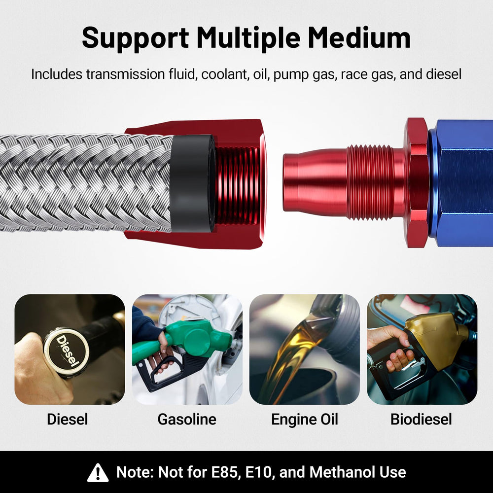 EVIL ENERGY 10ft hose next to measuring tape illustrating length and scale for custom runs