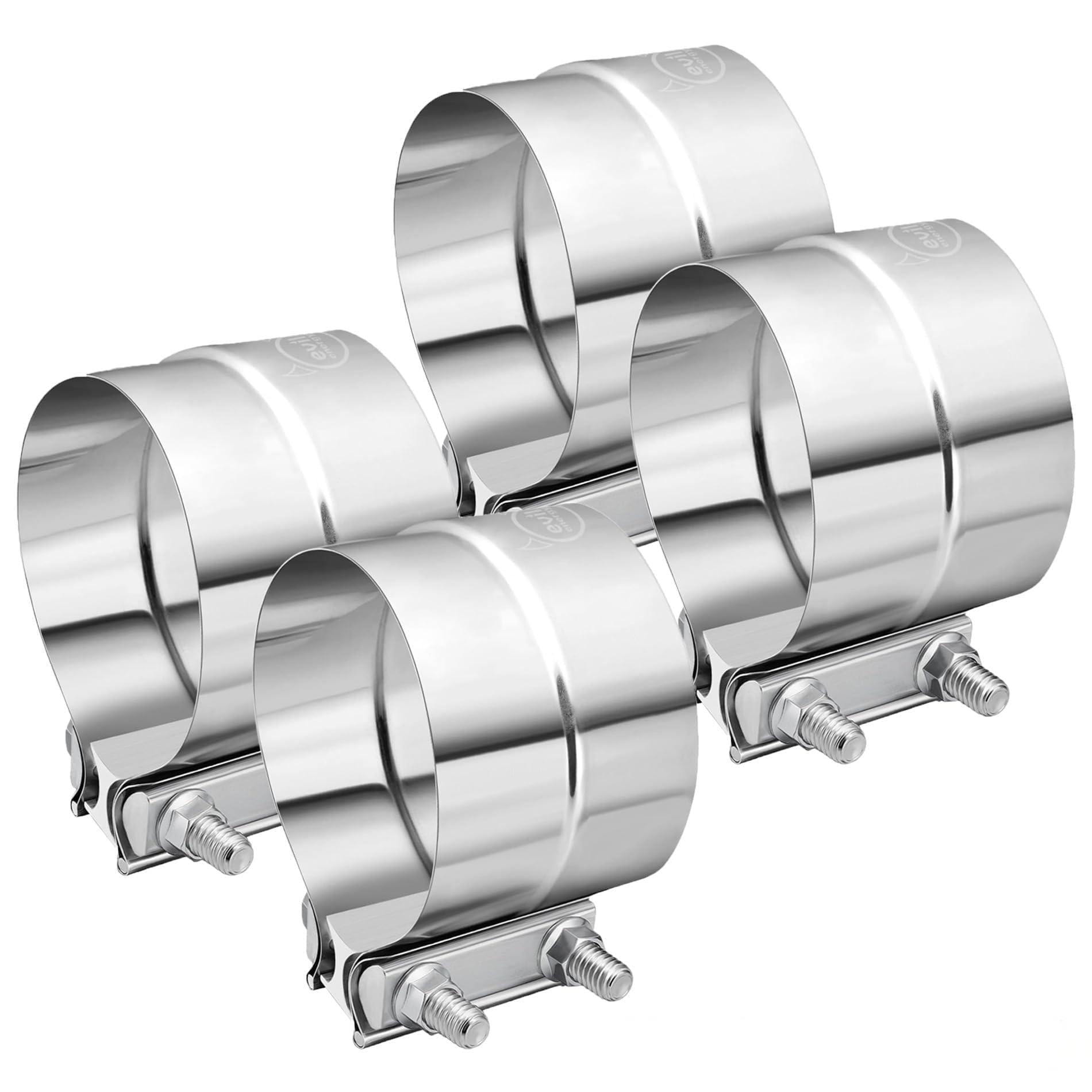 EVIL ENERGY clamp front view showing band and bolt for reliable sealing