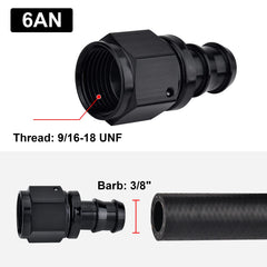 EVIL ENERGY close-up of 3/8 inch barb detail, highlights secure hose grip and leak prevention