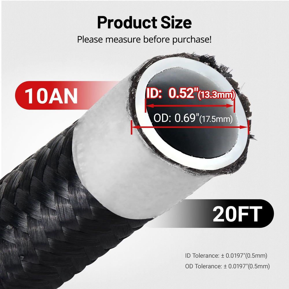 EVIL ENERGY cut hose end revealing PTFE liner for chemical resistance and clean flow