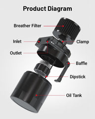 EVIL ENERGY close-up of removable baffle and steel balls improving oil separation efficiency