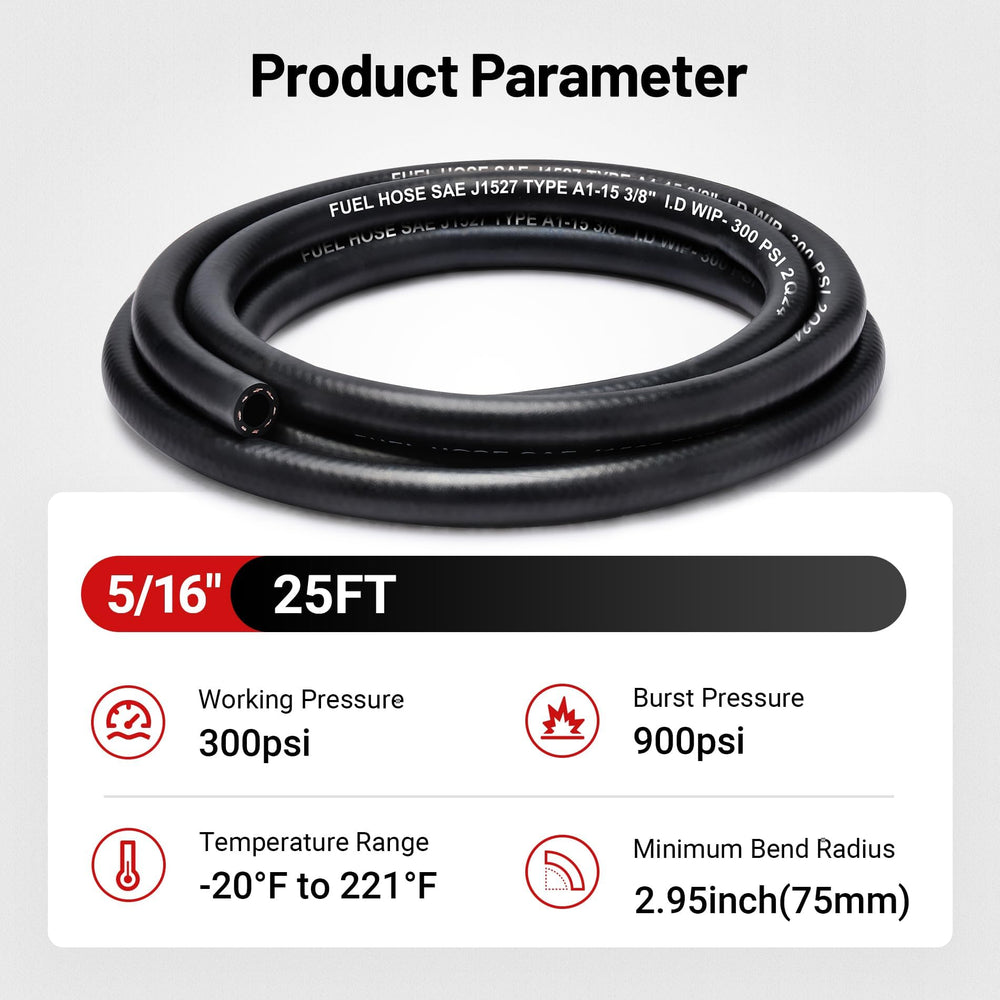 EVIL ENERGY hose end and ruler for scale, demonstrates 5/16-inch diameter fit