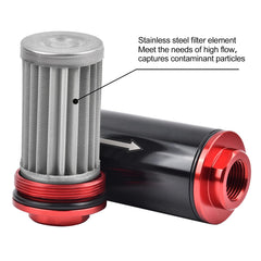 EVIL ENERGY inline filter installed in an engine bay, demonstrates fitment and protection for fuel components benefit