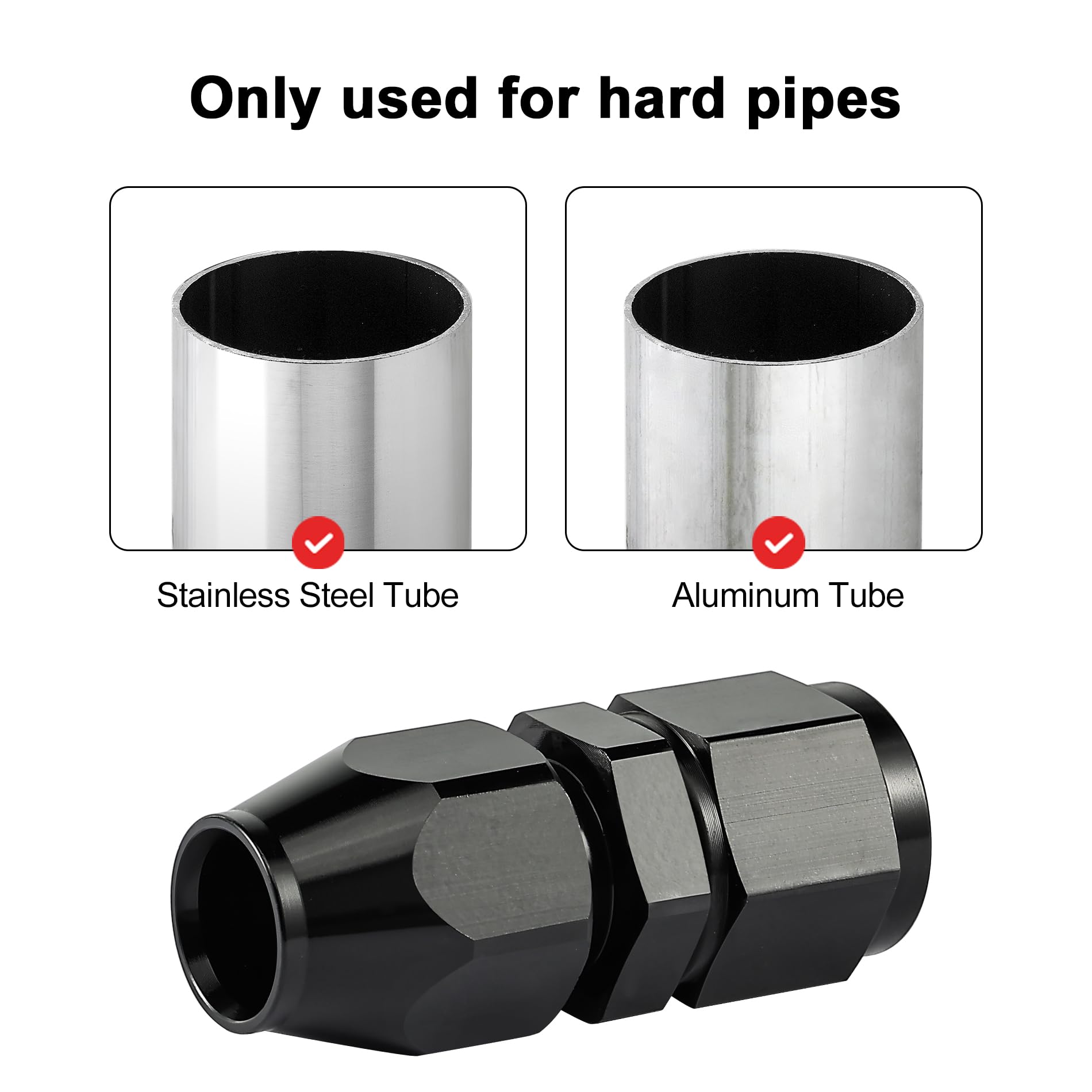 EVIL ENERGY fittings installed on 1/2 inch hardline demonstrating secure leak-resistant connection