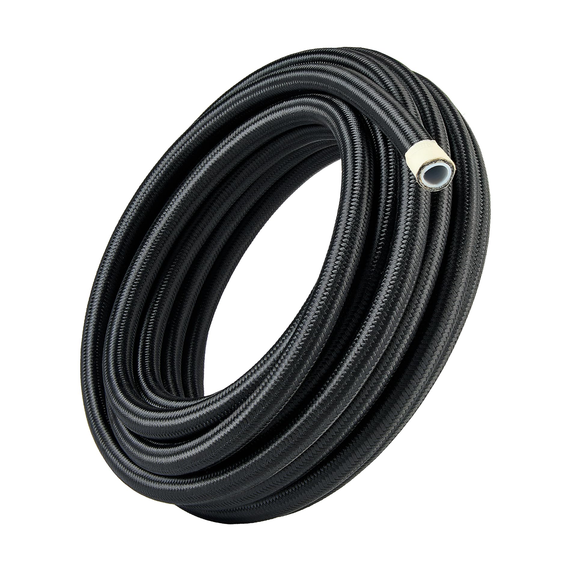 EVIL ENERGY front view of 10AN PTFE fuel hose showing braided jacket and benefit durable protection