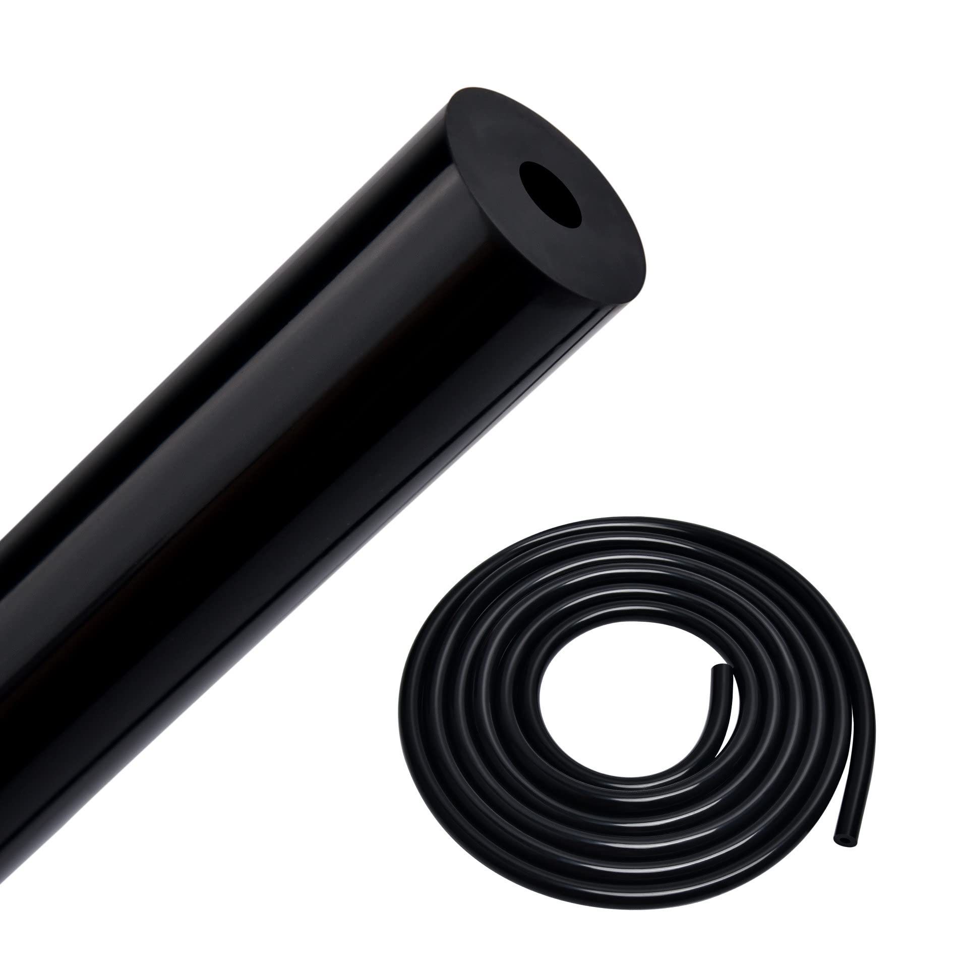 EVIL ENERGY front view of 10FT black silicone vacuum tubing showing length and finish, durable