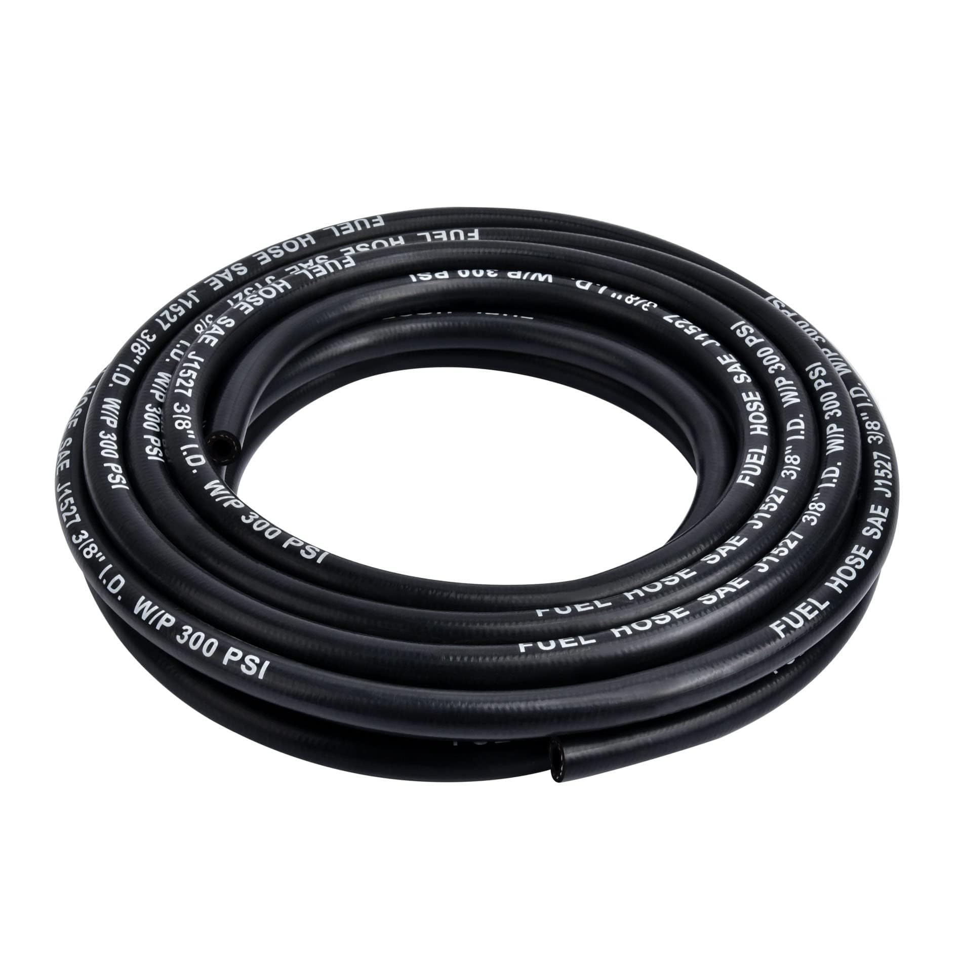 EVIL ENERGY front view of 25ft marine fuel hose showing length and label, durable supply