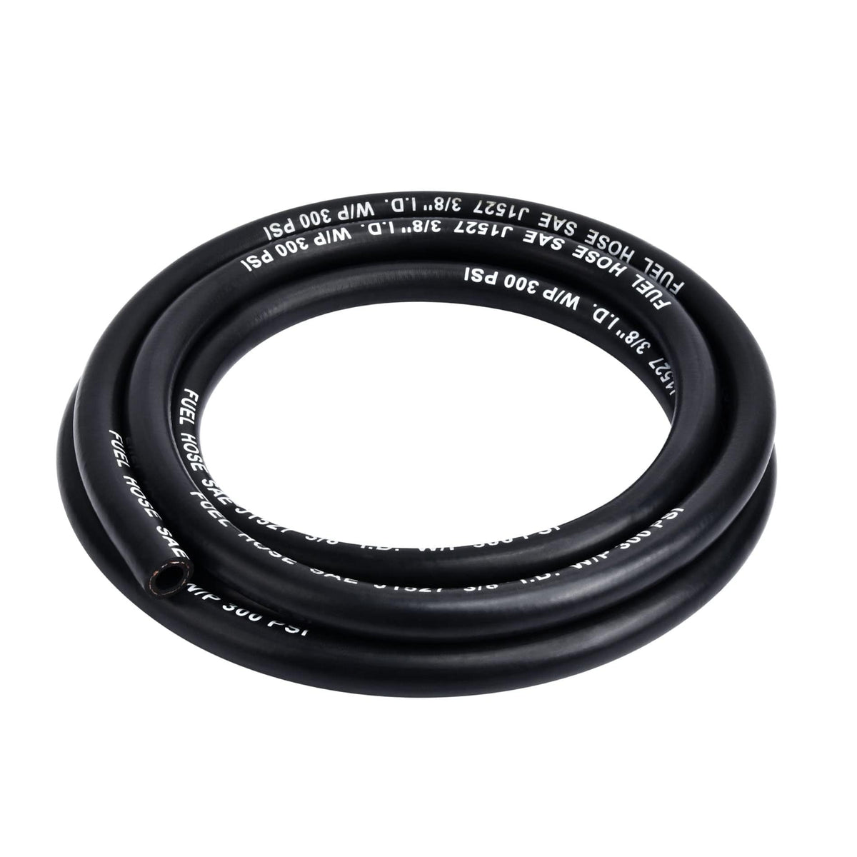 EVIL ENERGY front view of 3/8 inch 10ft marine fuel hose showing product profile and benefits