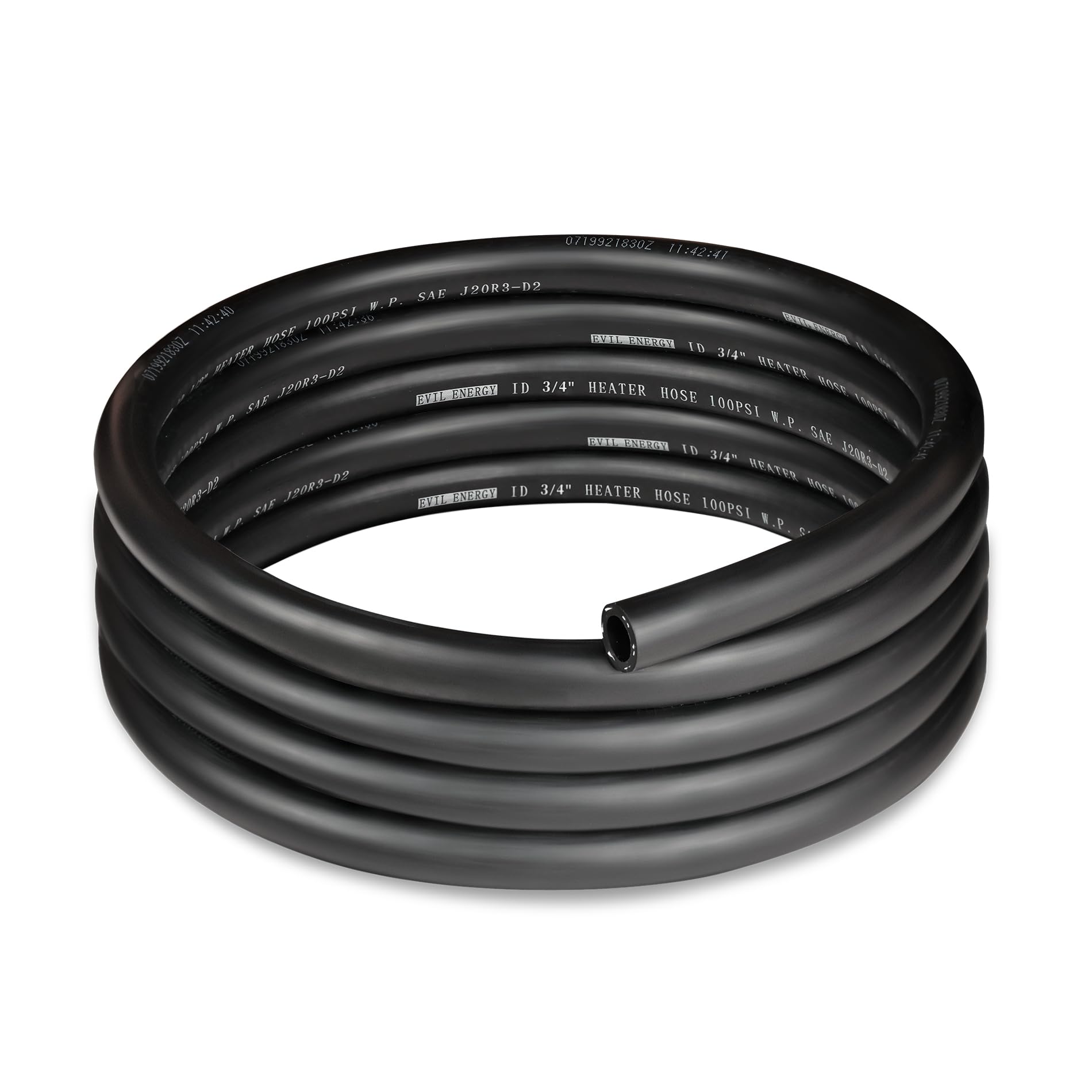 EVIL ENERGY front view of 10ft heater hose showing label and length, clear product identification and fit
