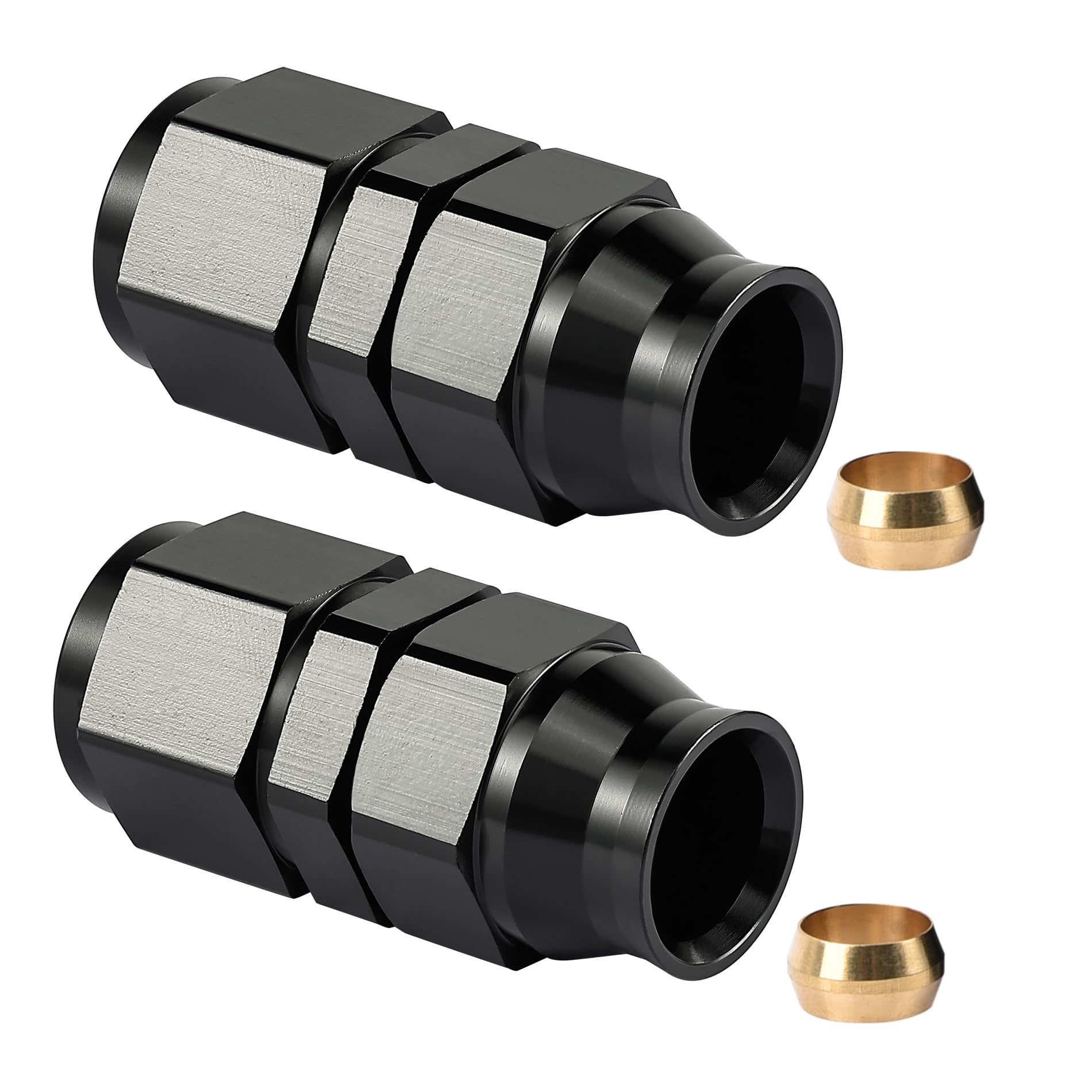 EVIL ENERGY front view of adapter showing 6AN female and 5/16" ends, clear fit confirmation