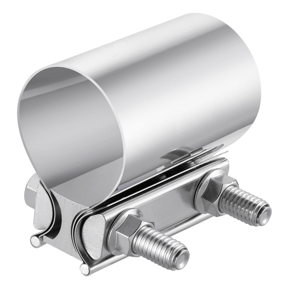 EVIL ENERGY front view of 2.0 inch exhaust clamp showing full sleeve and band benefit durable connection