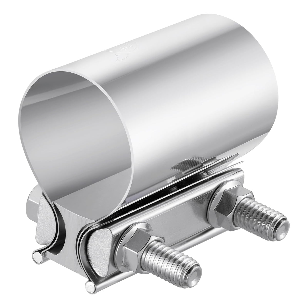 EVIL ENERGY front view of 2.0 inch exhaust clamp showing full sleeve and band benefit durable connection
