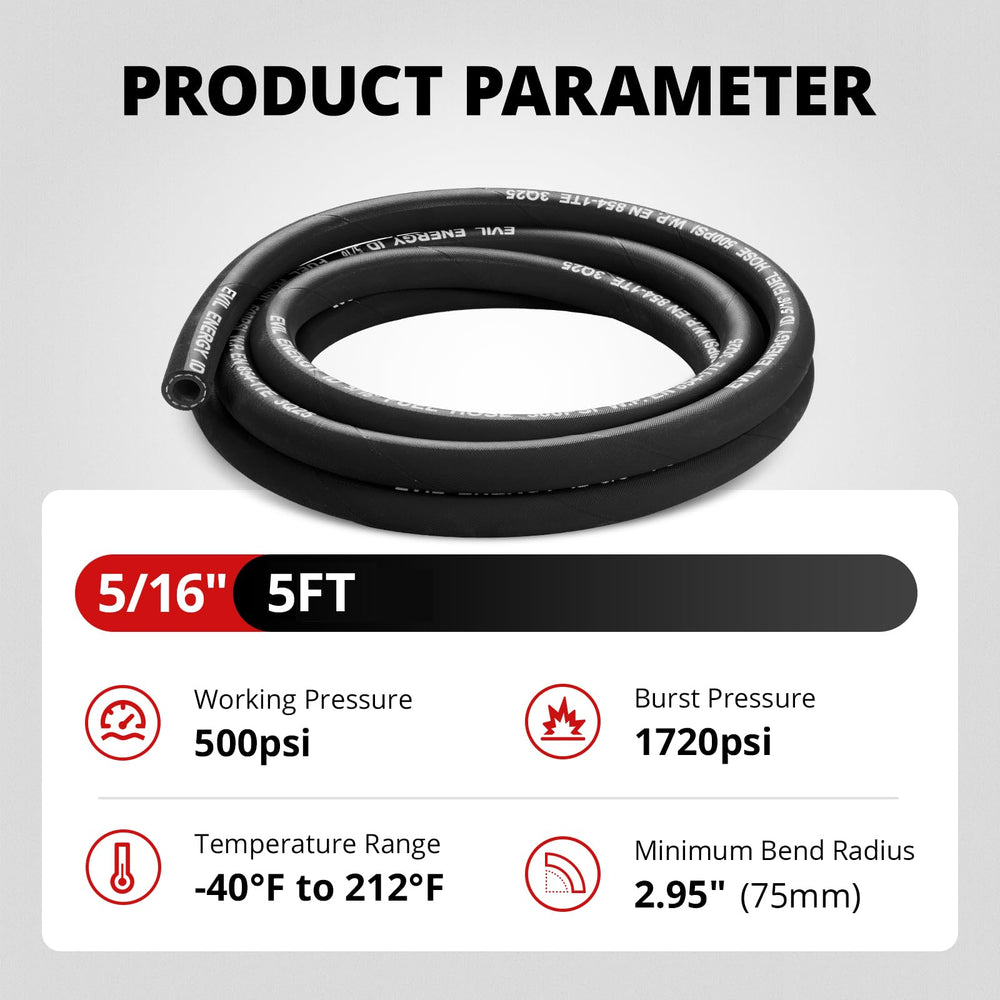 EVIL ENERGY hose end showing clean cut for easy fitting and secure connection