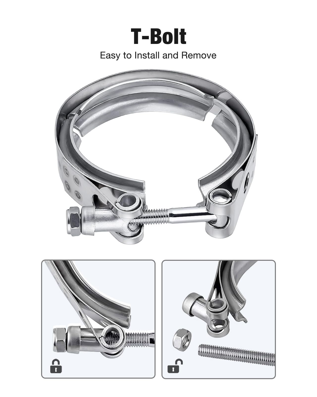 EVIL ENERGY V-band installed on downpipe illustrating quick removal convenience