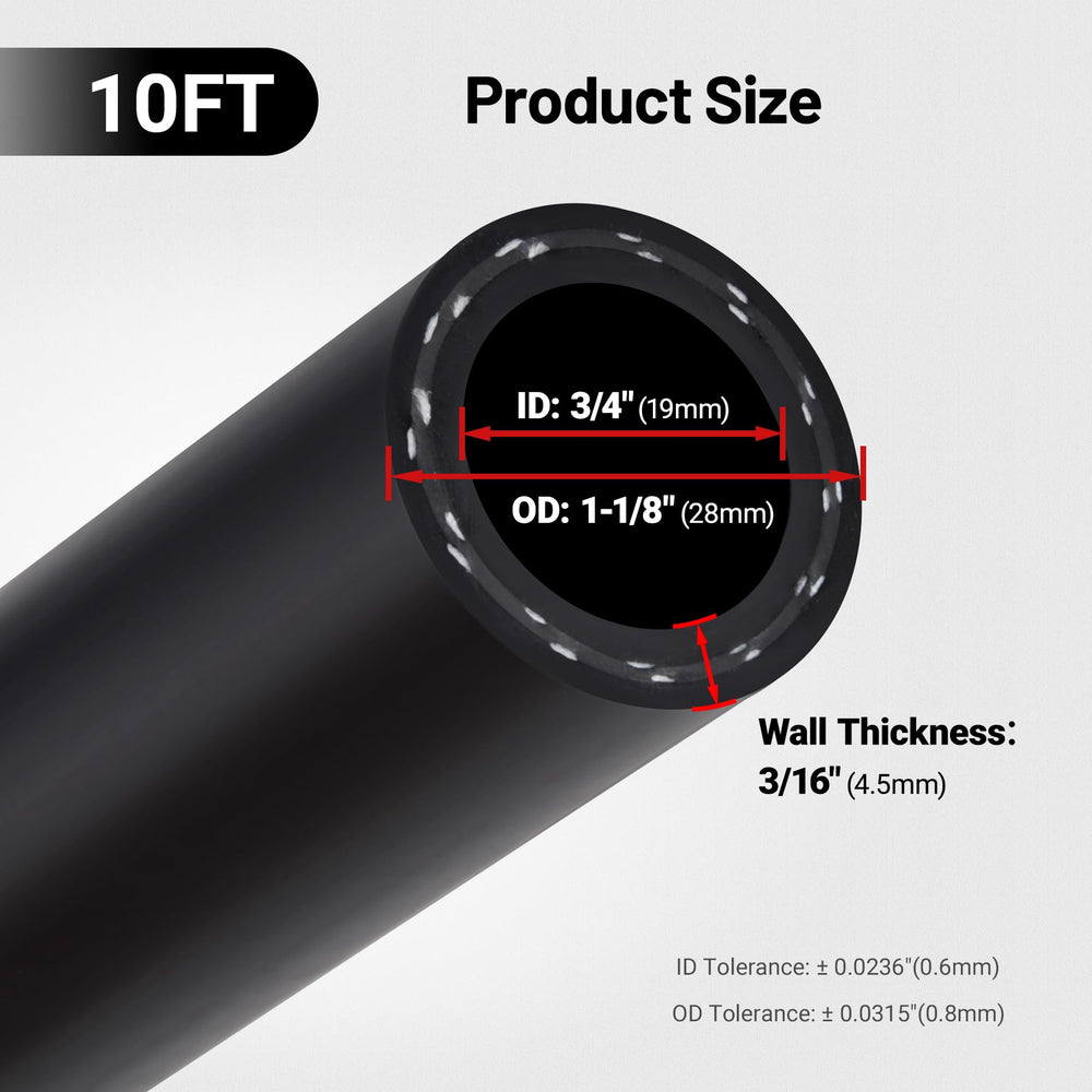 EVIL ENERGY 10ft coiled heater hose with measurement tape, verify length and cut-to-fit convenience