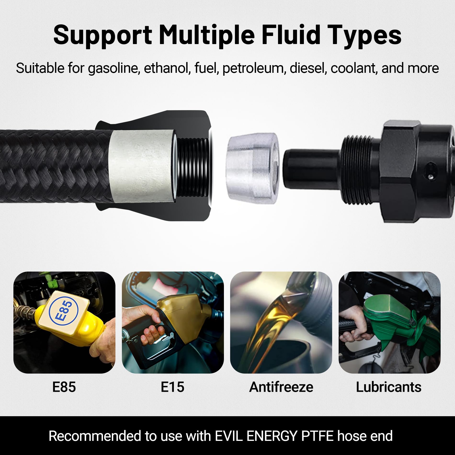 EVIL ENERGY hose next to ruler showing 10ft length and 3/16 inch inner diameter for fitment