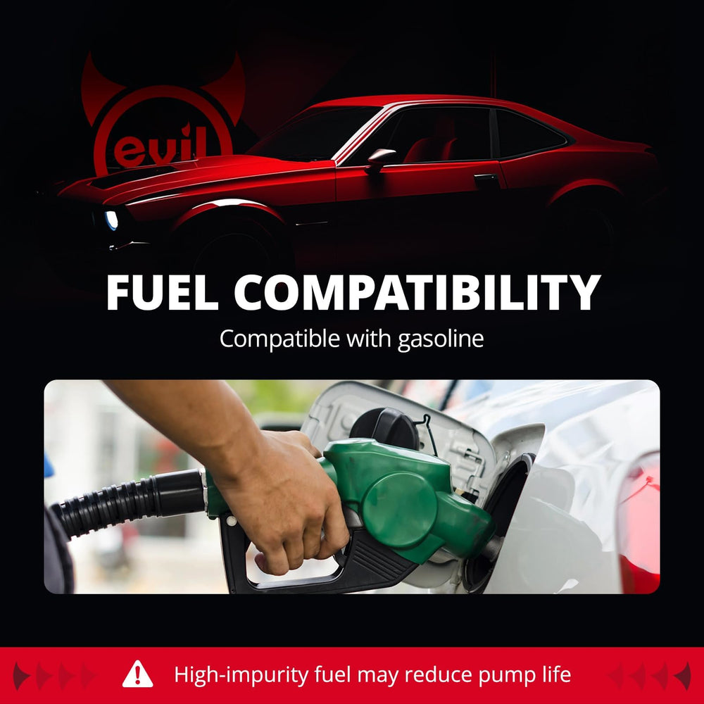 EVIL ENERGY pump installed in fuel tank during fitment — demonstrates correct placement
